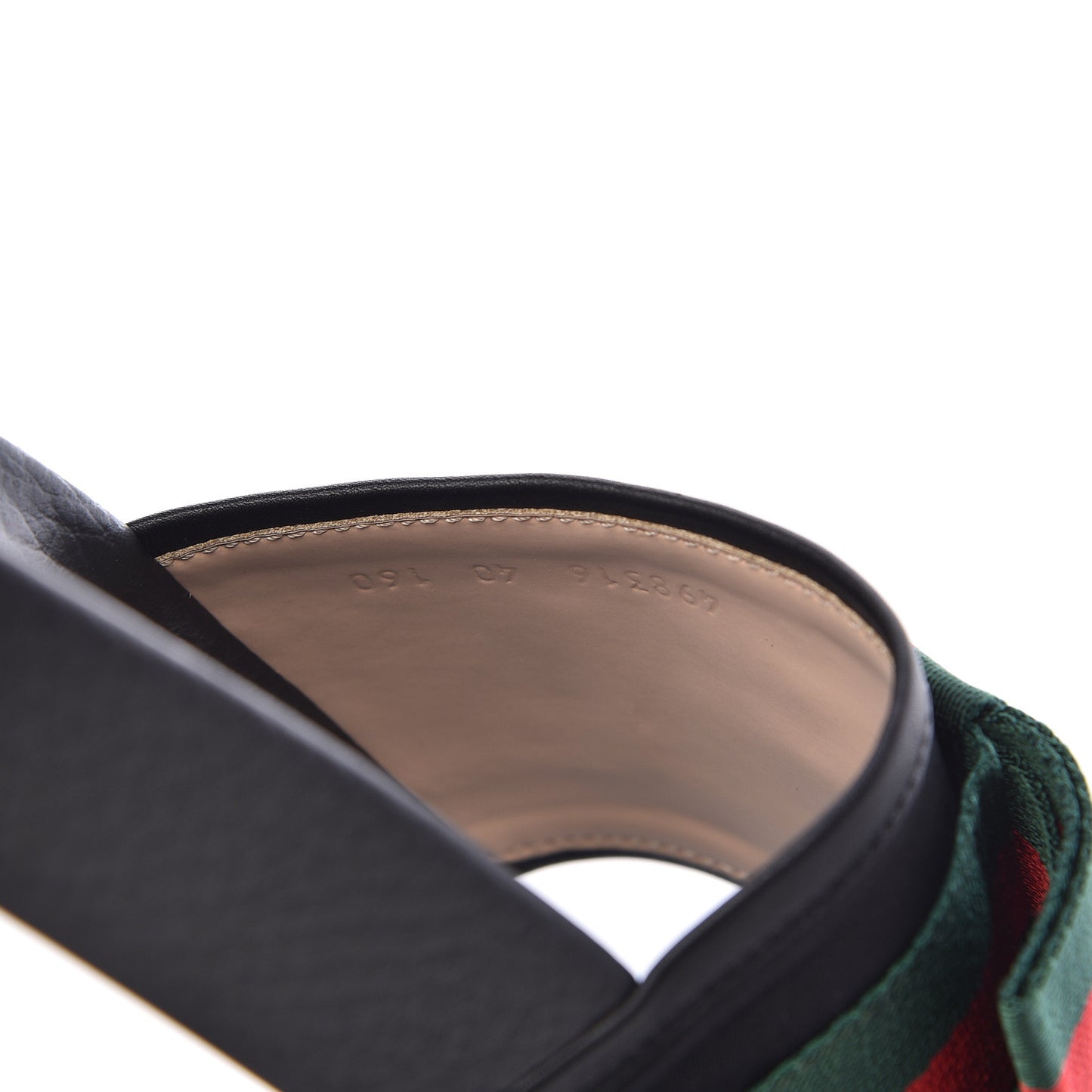 Satin Web Bow Slide Sandals 40 Black