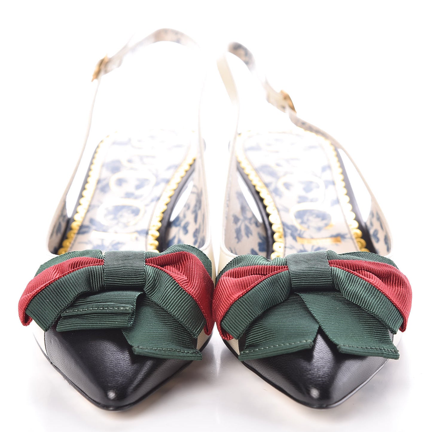 Malaga Kid Web Bow Jane Low Heel Slingback Pumps 37.5 Off White