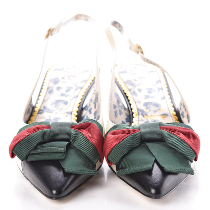 Gucci Malaga Kid Web Bow Jane Low Heel Slingback Pumps 37.5 Off White 2 of 7