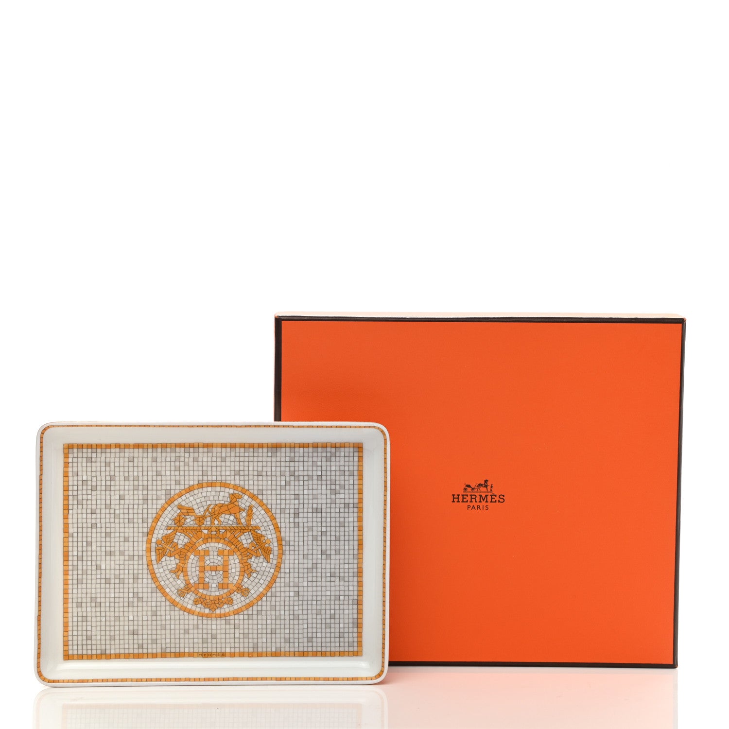 Hermes Porcelain Mosaique au 24 Gold Sushi Plate 7 of 7