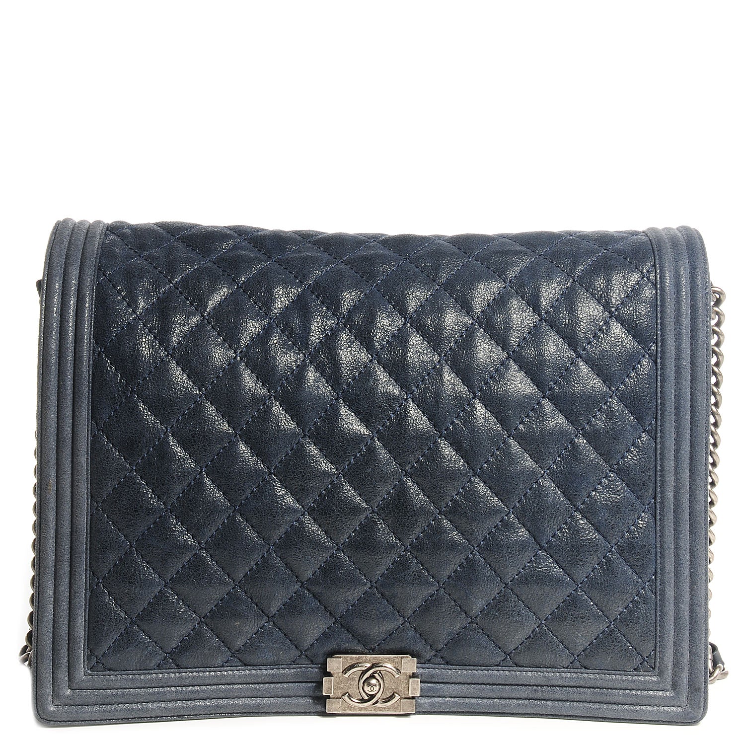 Chanel Goatskin Quilted Large Gentle Boy Flap Navy 1 of 8