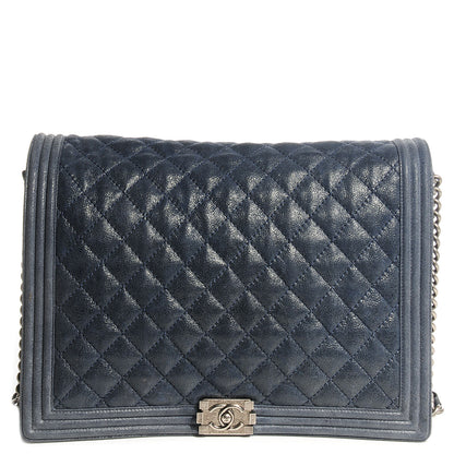 Chanel Goatskin Quilted Large Gentle Boy Flap Navy 1 of 8
