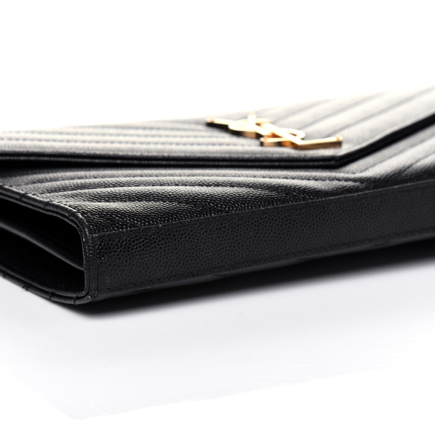 Grain De Poudre Matelasse Chevron Monogram Chain Wallet Black