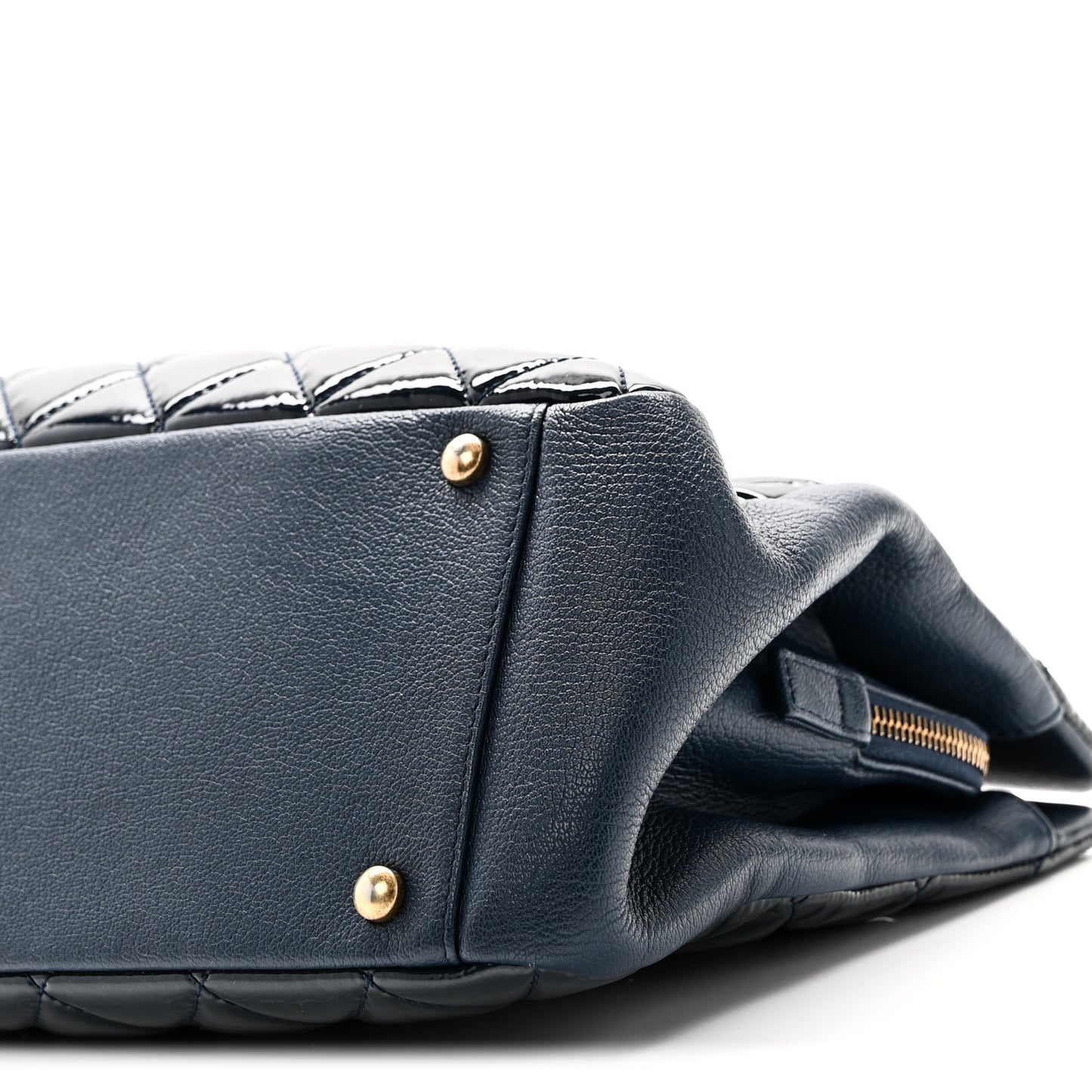 Patent Goatskin Quilted Small CC Eyelet Tote Blue