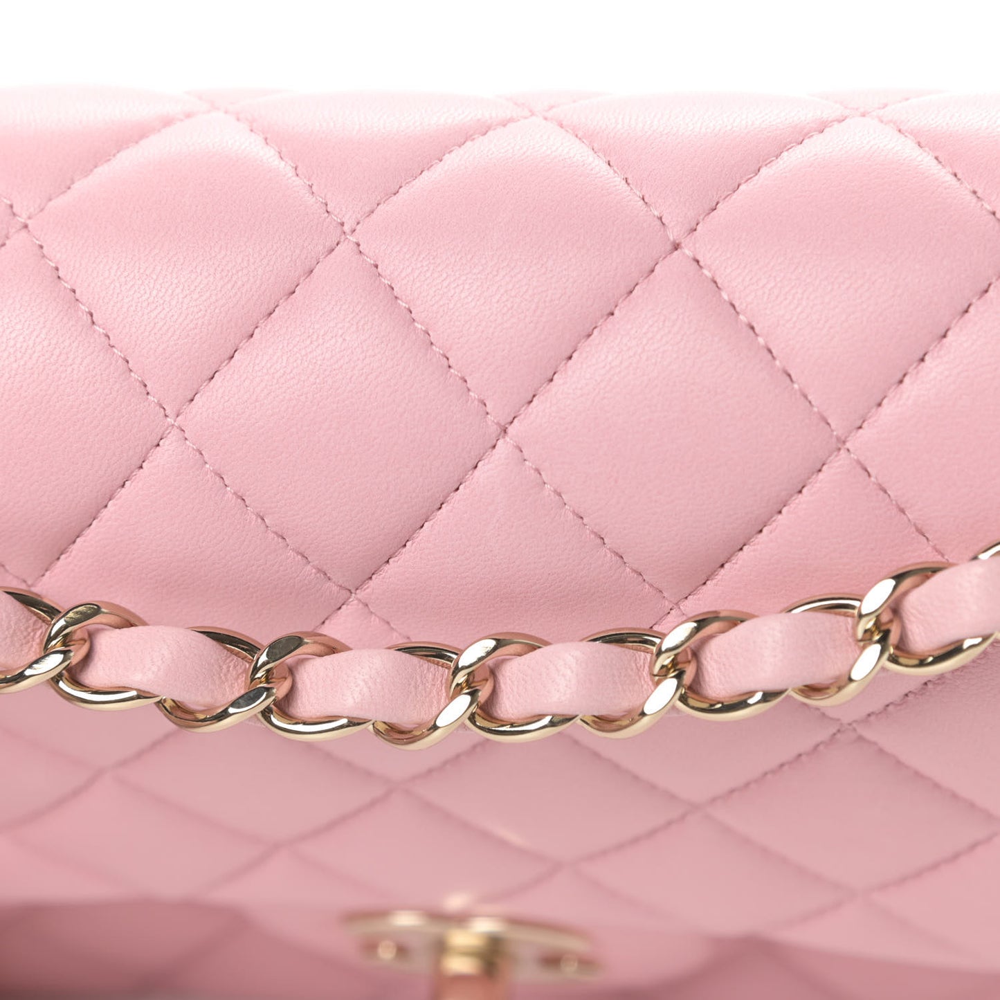 Lambskin Quilted Medium Double Flap Light Pink