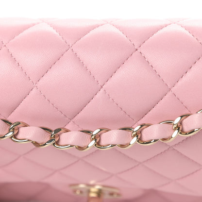 Chanel Lambskin Quilted Medium Double Flap Light Pink 12 of 13