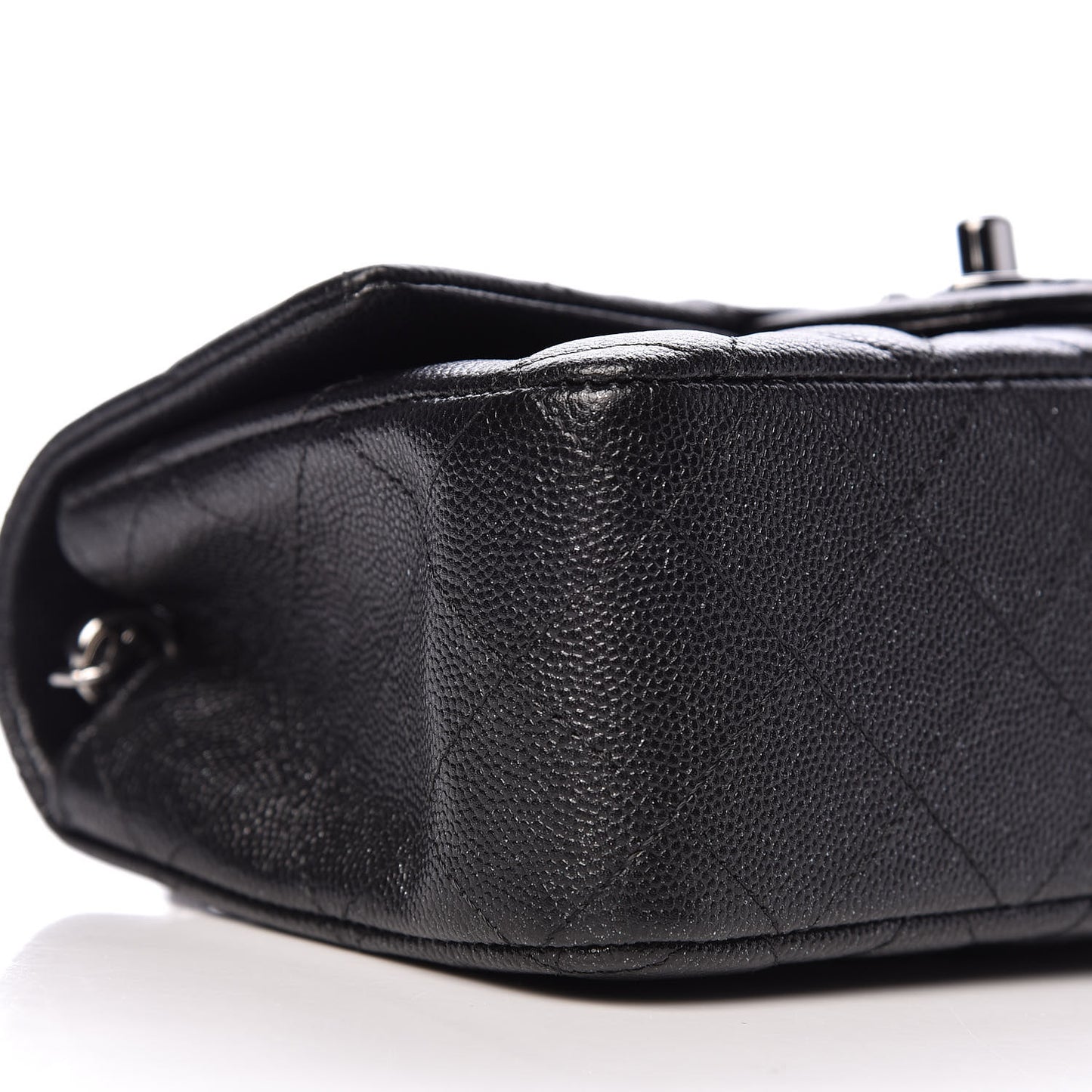Iridescent Caviar Quilted Mini Rectangular Flap Black