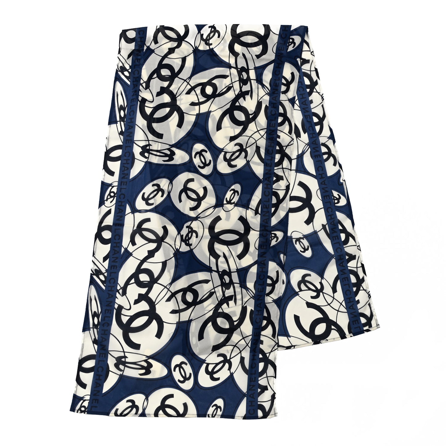 Silk CC Square Scarf White Blue