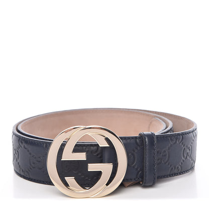 Gucci Guccissima Interlocking G Belt 100 40 Navy 1 of 7