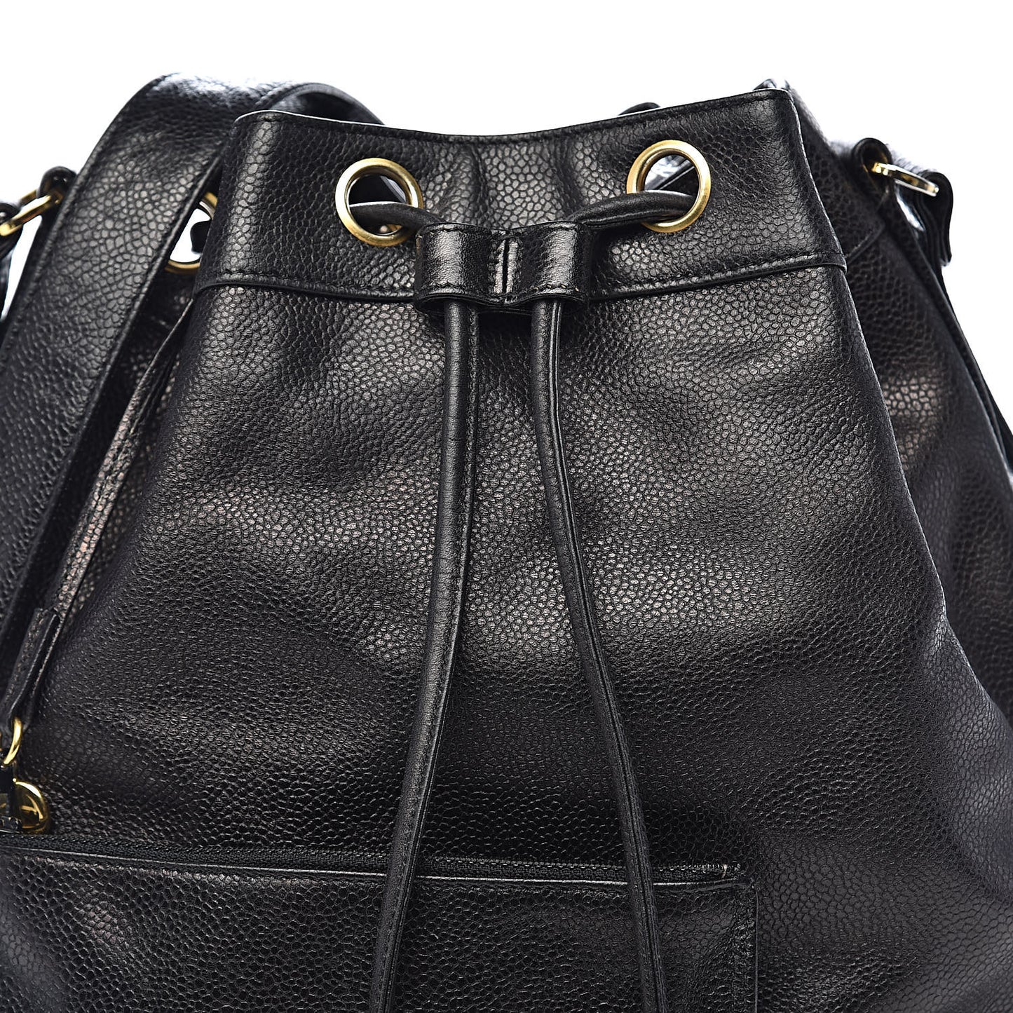Caviar CC Drawstring Shoulder Bag Black