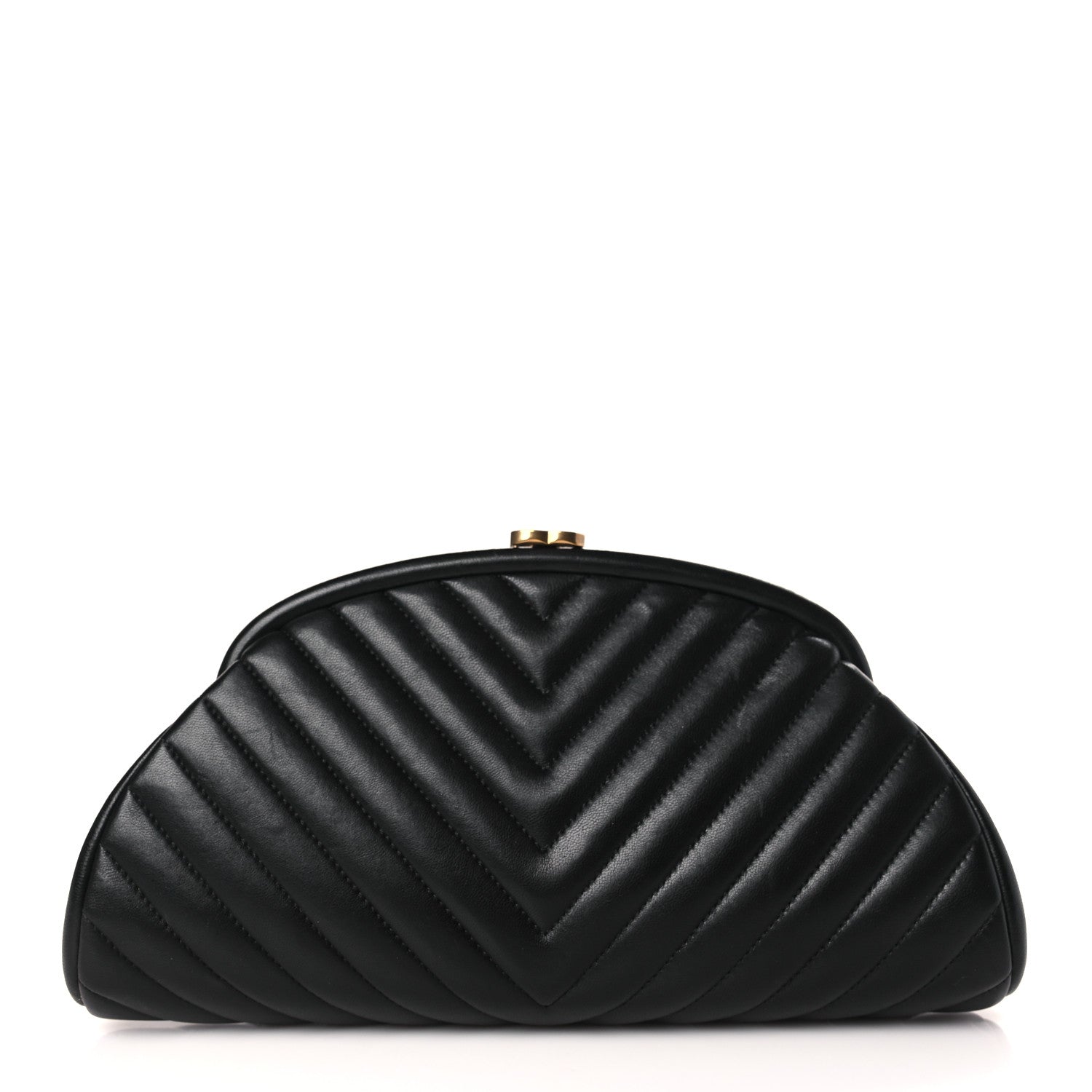 Chanel Lambskin Chevron Quilted Timeless Clutch Black 1 of 10