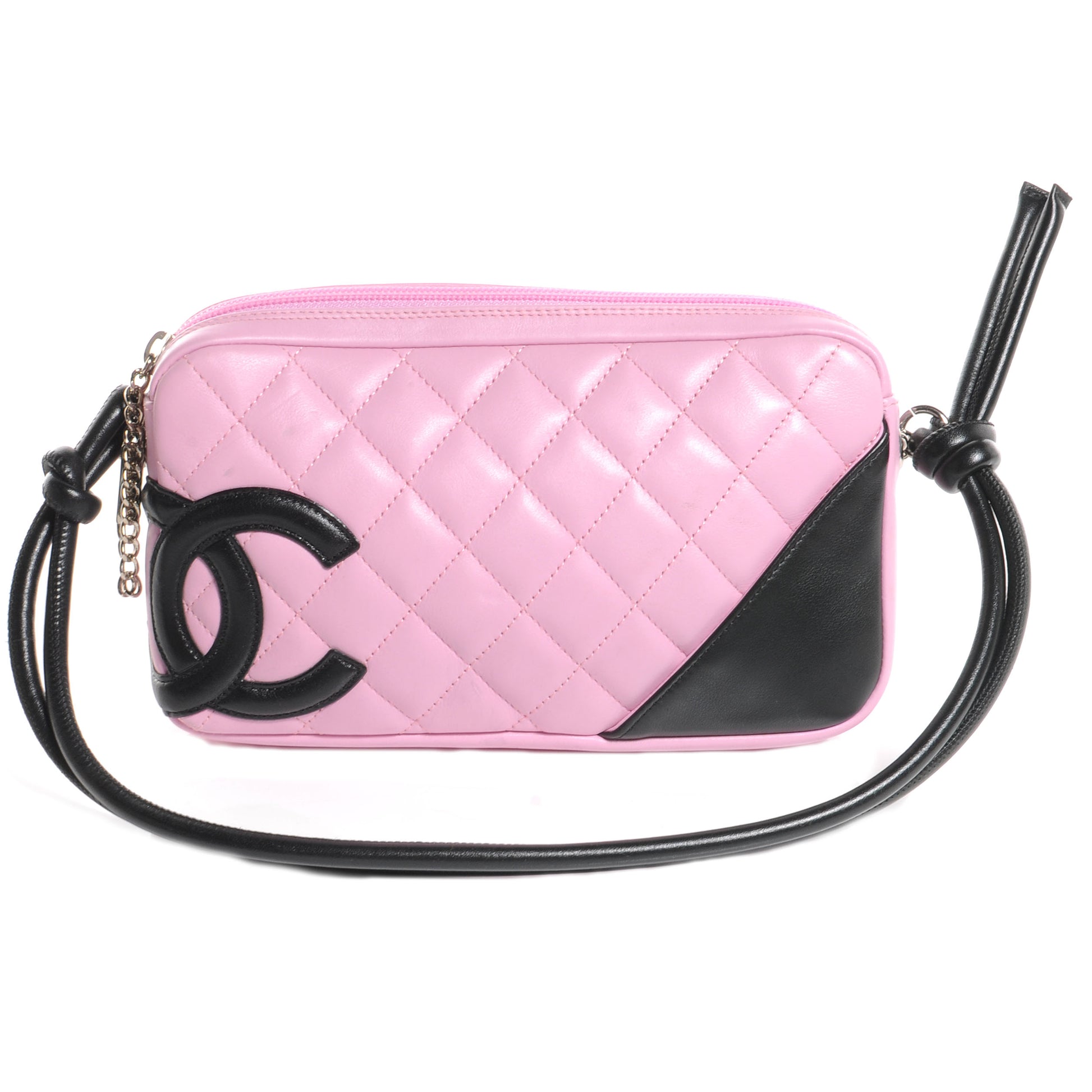 Chanel Calfskin Quilted Cambon Pochette Pink Black 1 of 7