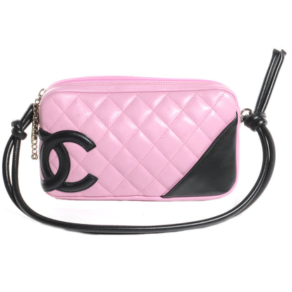 Chanel Calfskin Quilted Cambon Pochette Pink Black 1 of 7