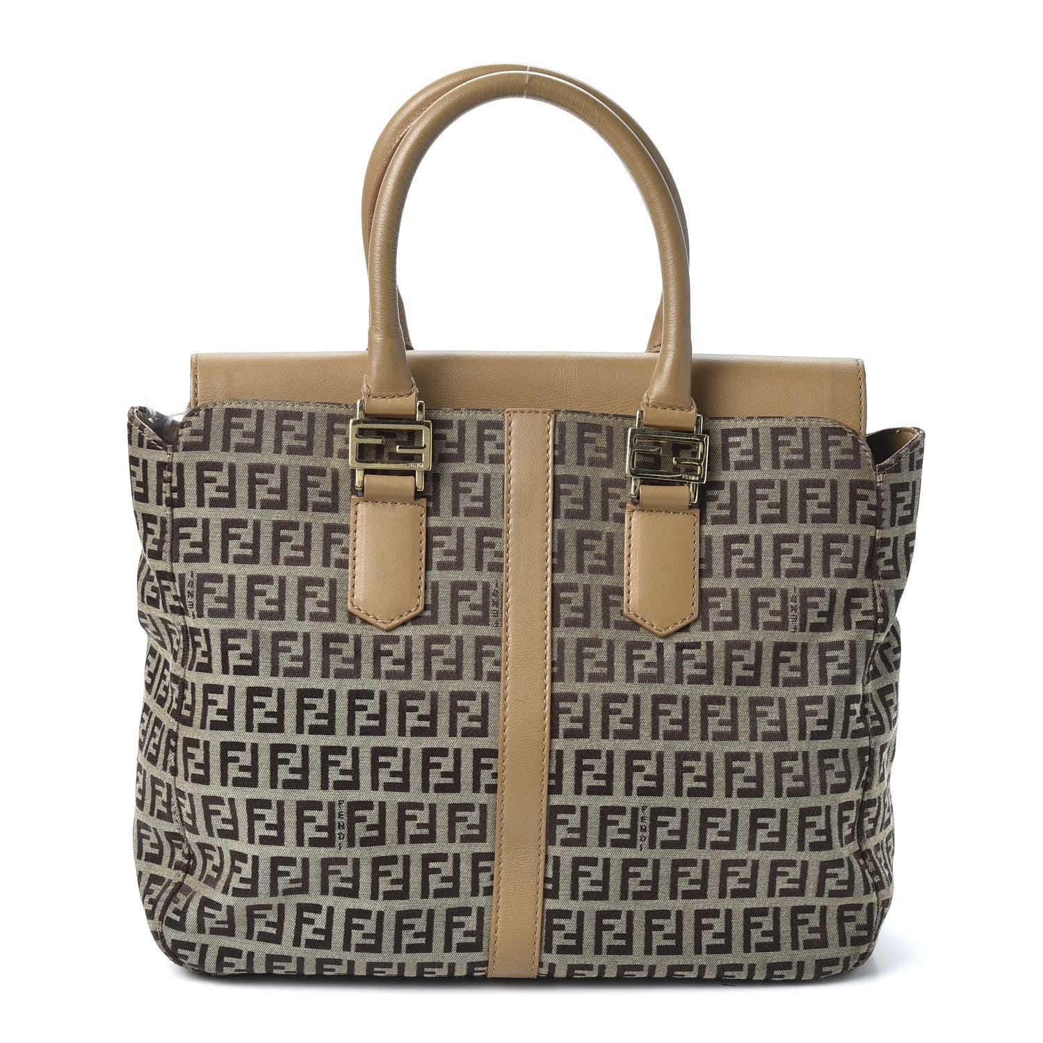 Fendi Zucchino Vitello Tote Mogano Panna 1 of 11