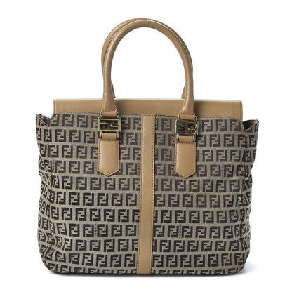 Fendi Zucchino Vitello Tote Mogano Panna 1 of 11