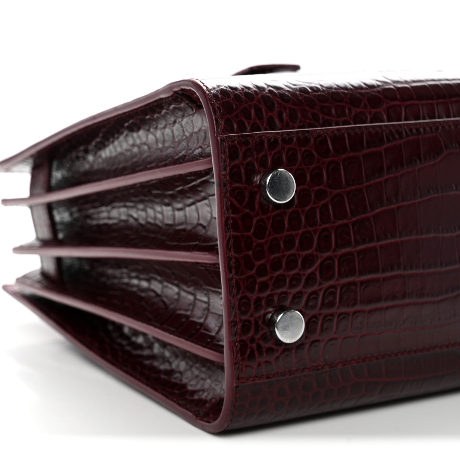 Saint Laurent Calfskin Crocodile Embossed Baby Sac De Jour Bordeaux 9 of 13