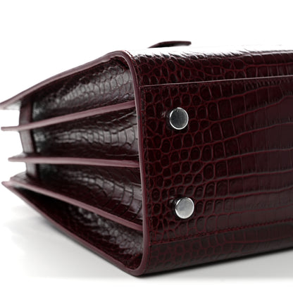 Saint Laurent Calfskin Crocodile Embossed Baby Sac De Jour Bordeaux 9 of 13