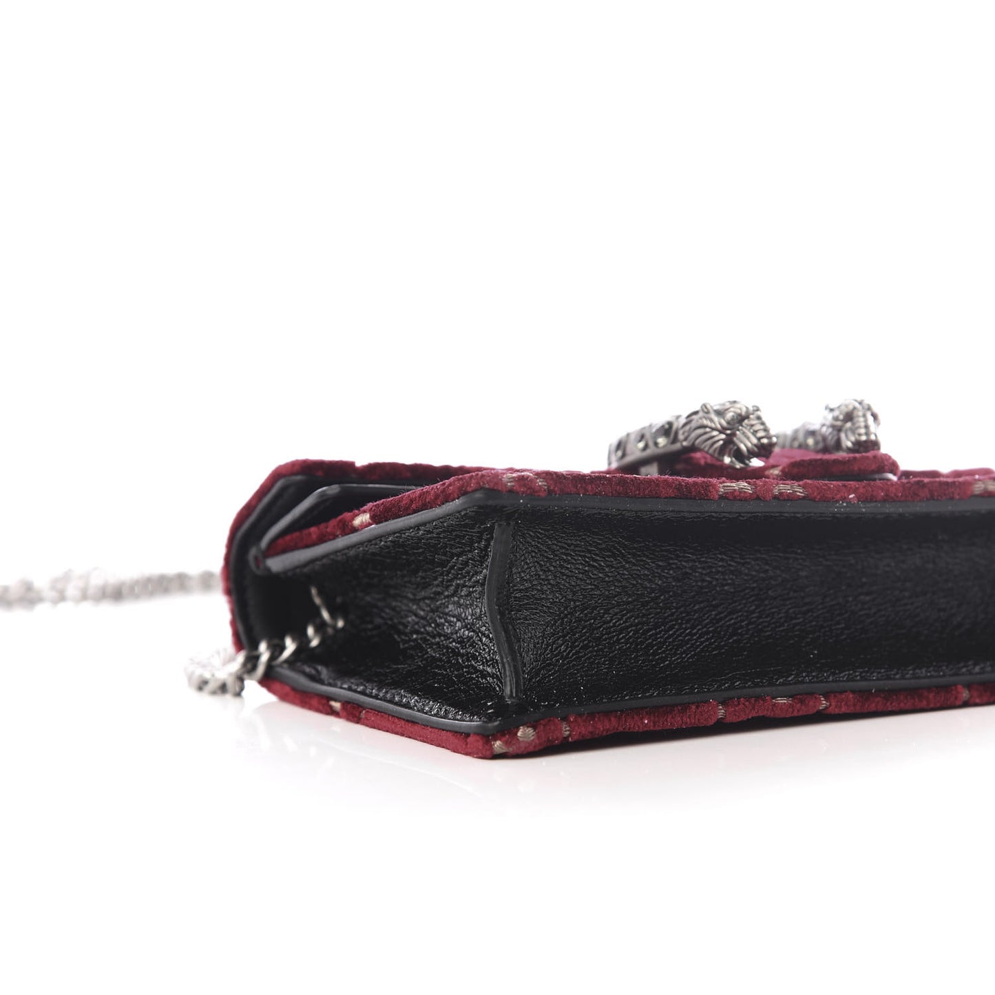 Velvet GG Monogram Super Mini Dionysus Shoulder Bag Red Cipria Black
