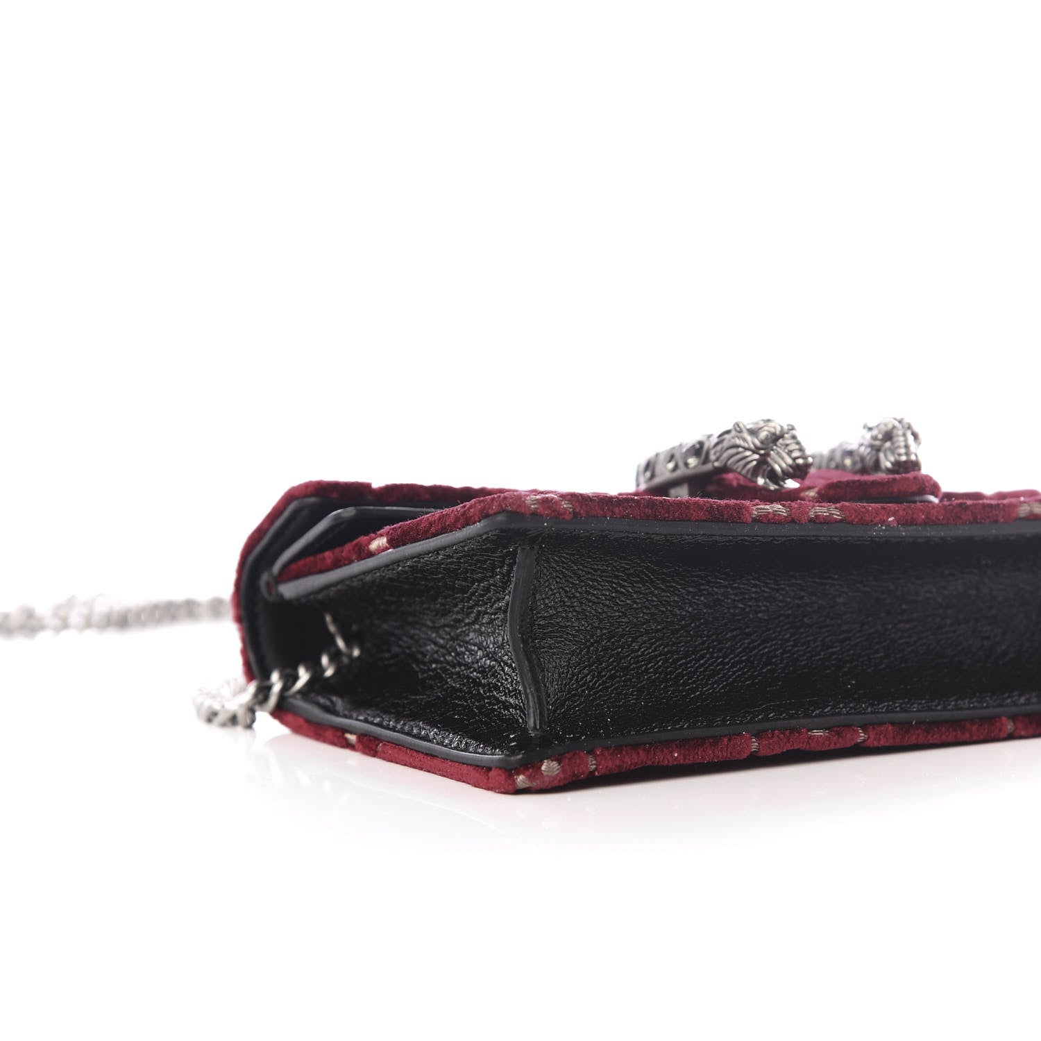 Gucci Velvet GG Monogram Super Mini Dionysus Shoulder Bag Red Cipria Black 6 of 11