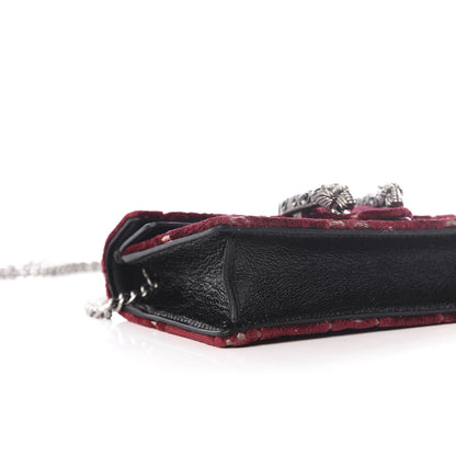 Gucci Velvet GG Monogram Super Mini Dionysus Shoulder Bag Red Cipria Black 6 of 11
