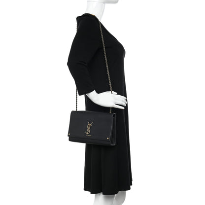 Saint Laurent Smooth Calfskin Medium Braided Monogram Kate Satchel Black 2 of 11