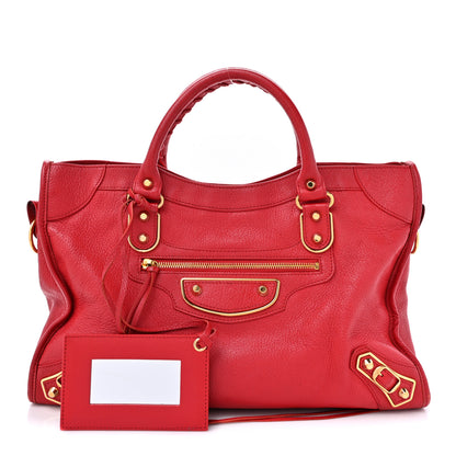Balenciaga Chevre Gold Metallic Edge Hardware City Rouge Grenade 1 of 18
