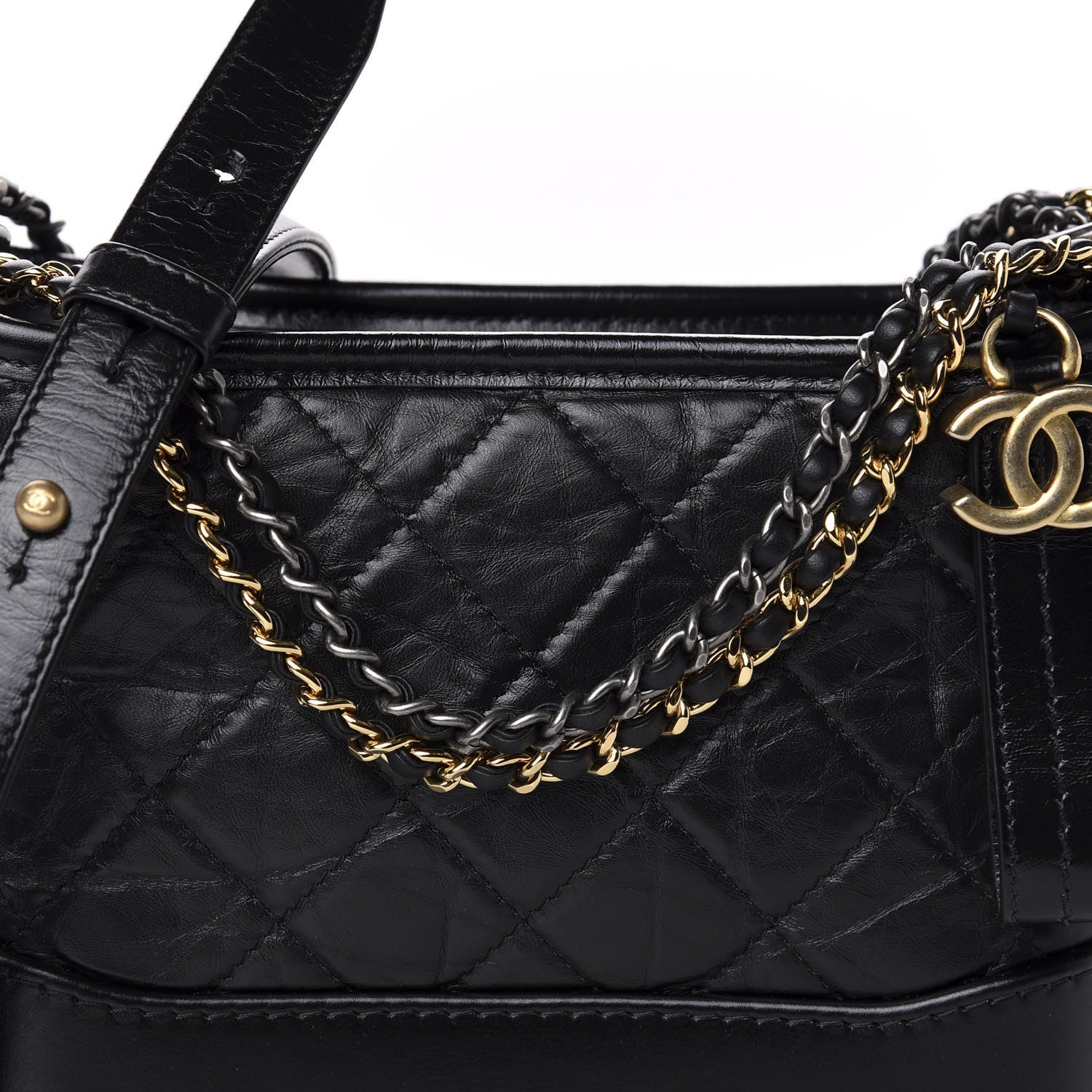 Chanel Aged Calfskin Quilted Small Gabrielle Hobo Black 10 of 11
