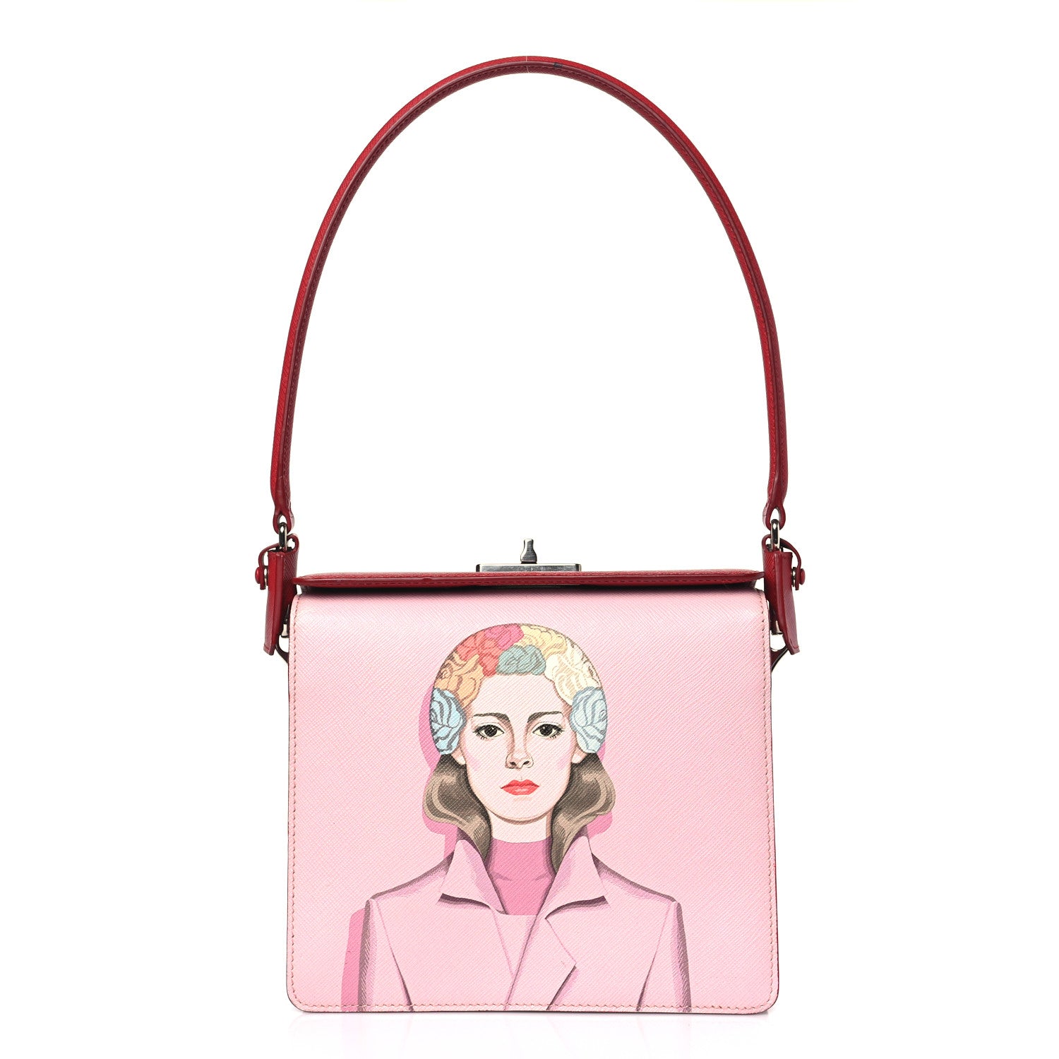 Prada Saffiano Print Shoulder Bag Alabastro Fuchsia 1 of 9
