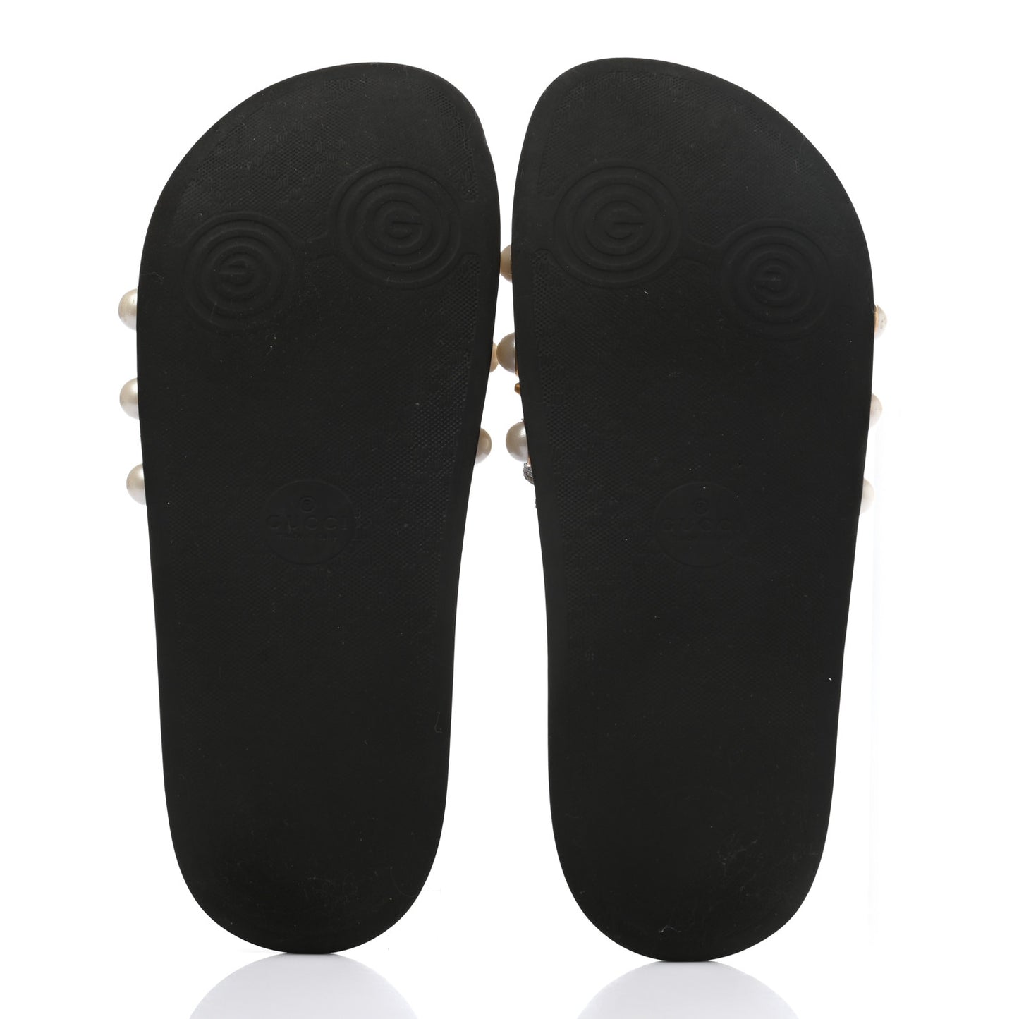 GG Supreme Monogram Slide Pearls Sandals 39 Beige