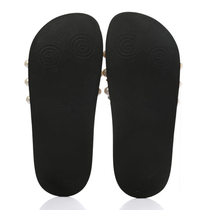 Gucci GG Supreme Monogram Slide Pearls Sandals 39 Beige 5 of 9