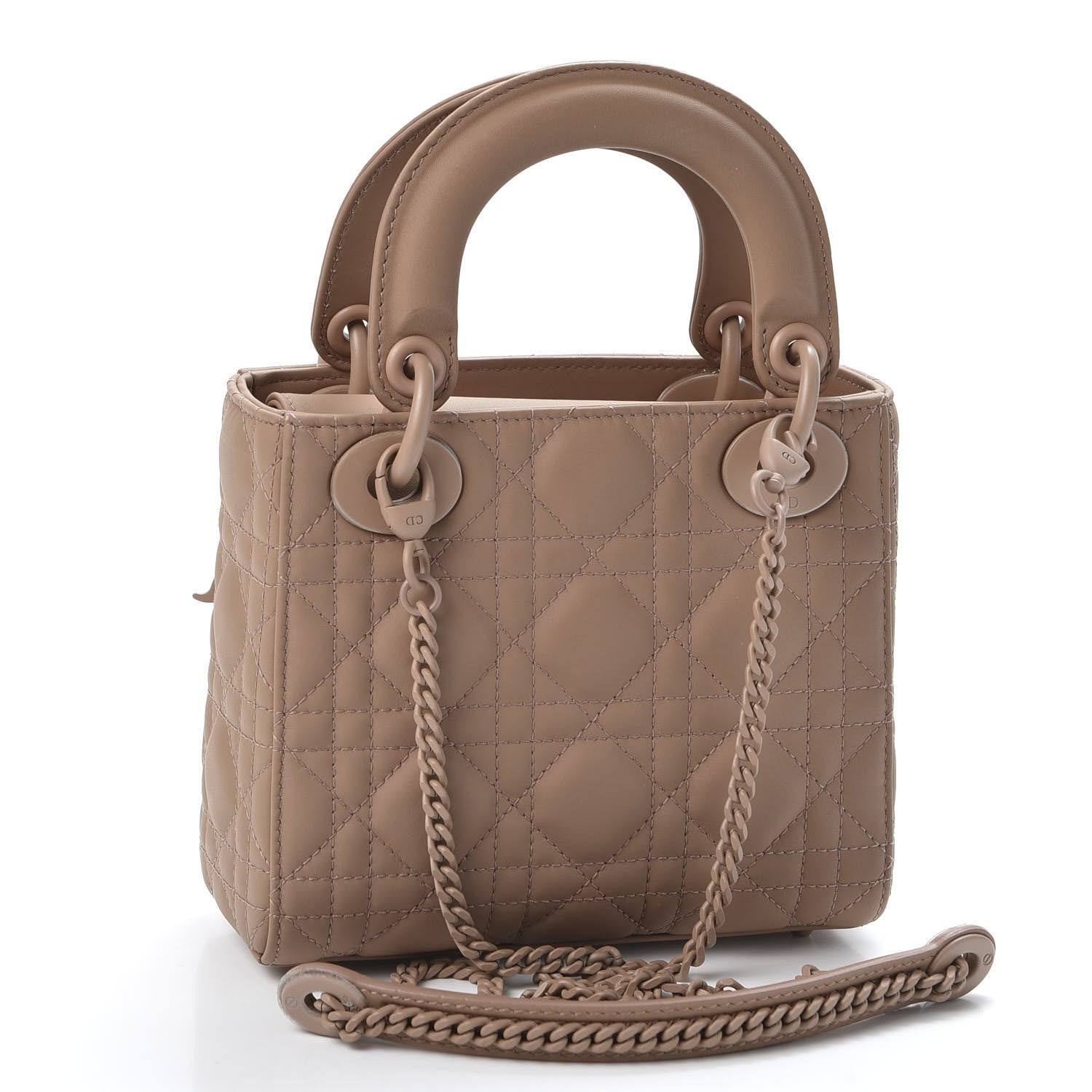 Christian Dior Ultra Matte Calfskin Cannage Mini Lady Dior Light Beige 2 of 10