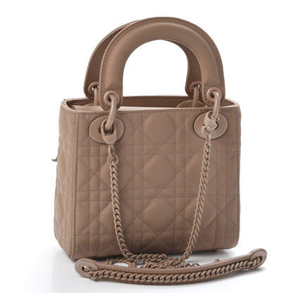 Christian Dior Ultra Matte Calfskin Cannage Mini Lady Dior Light Beige 2 of 10