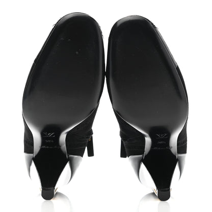 Louis Vuitton Patent Suede Cap Toe Mia Low Boots 38.5 Black 5 of 9
