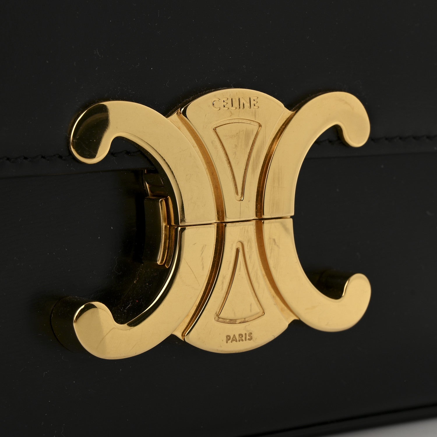 Celine Shiny Calfskin Triomphe Shoulder Bag Black 12 of 12
