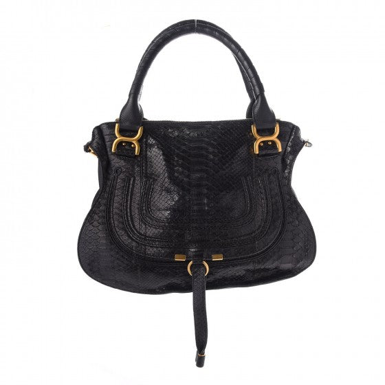 Chloe Snakeskin Calfskin Medium Marcie Satchel Black 1 of 7