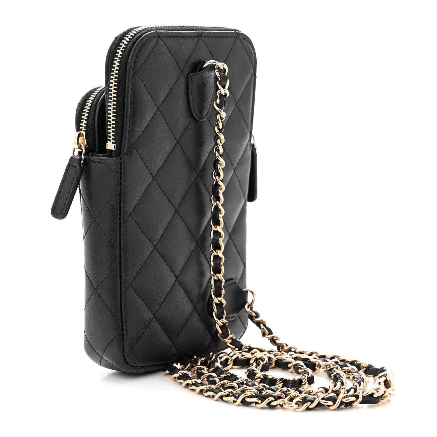 Chanel Lambskin Quilted CC Phone Holder Black 3 of 10