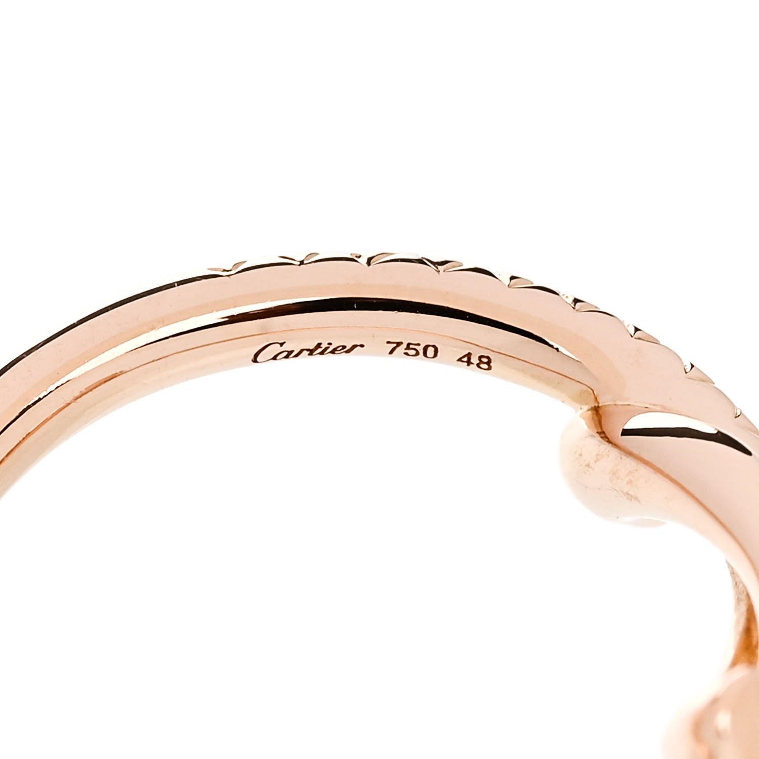 Cartier 18K Pink Gold Pink Sapphire Entrelaces Ring 48 4.5 4 of 6