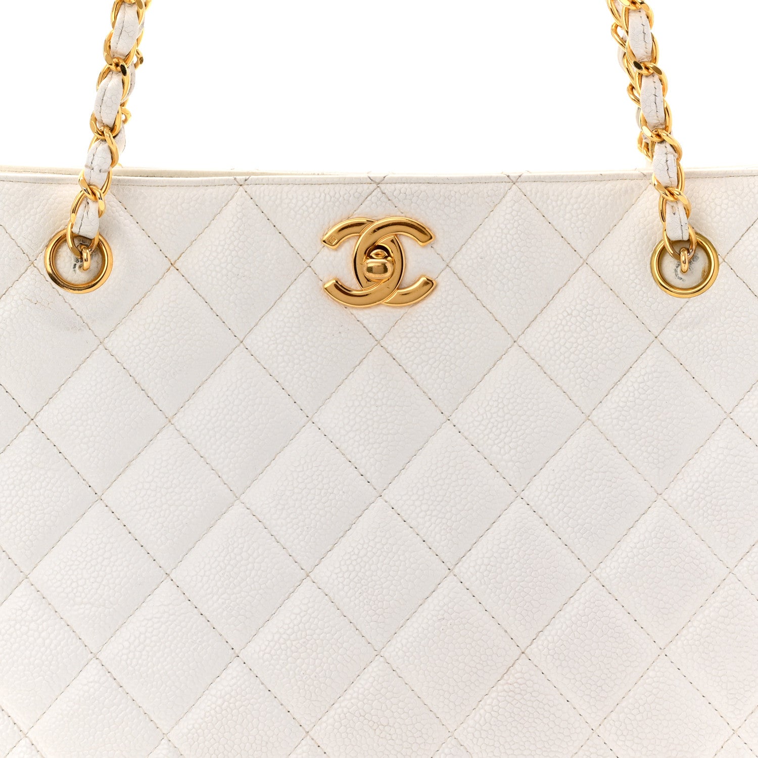Chanel Caviar Quilted Shopper Tote White 8 of 12