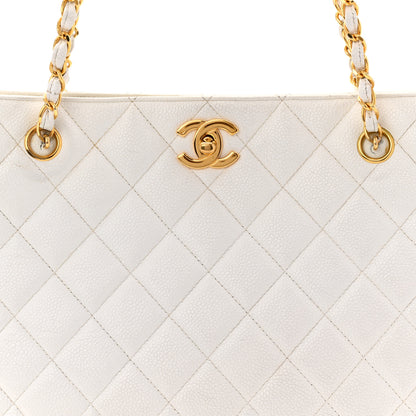 Chanel Caviar Quilted Shopper Tote White 8 of 12