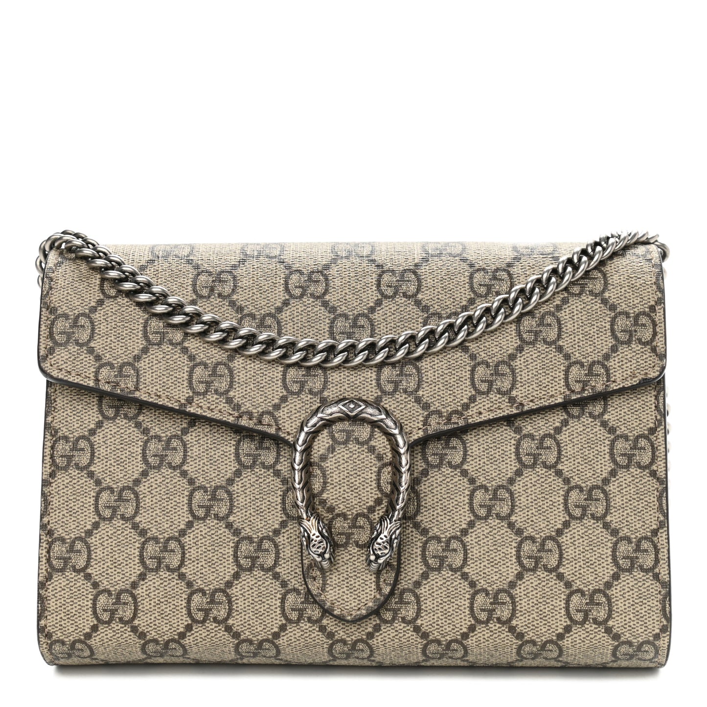 GG Supreme Monogram Mini Dionysus Chain Wallet Beige Black