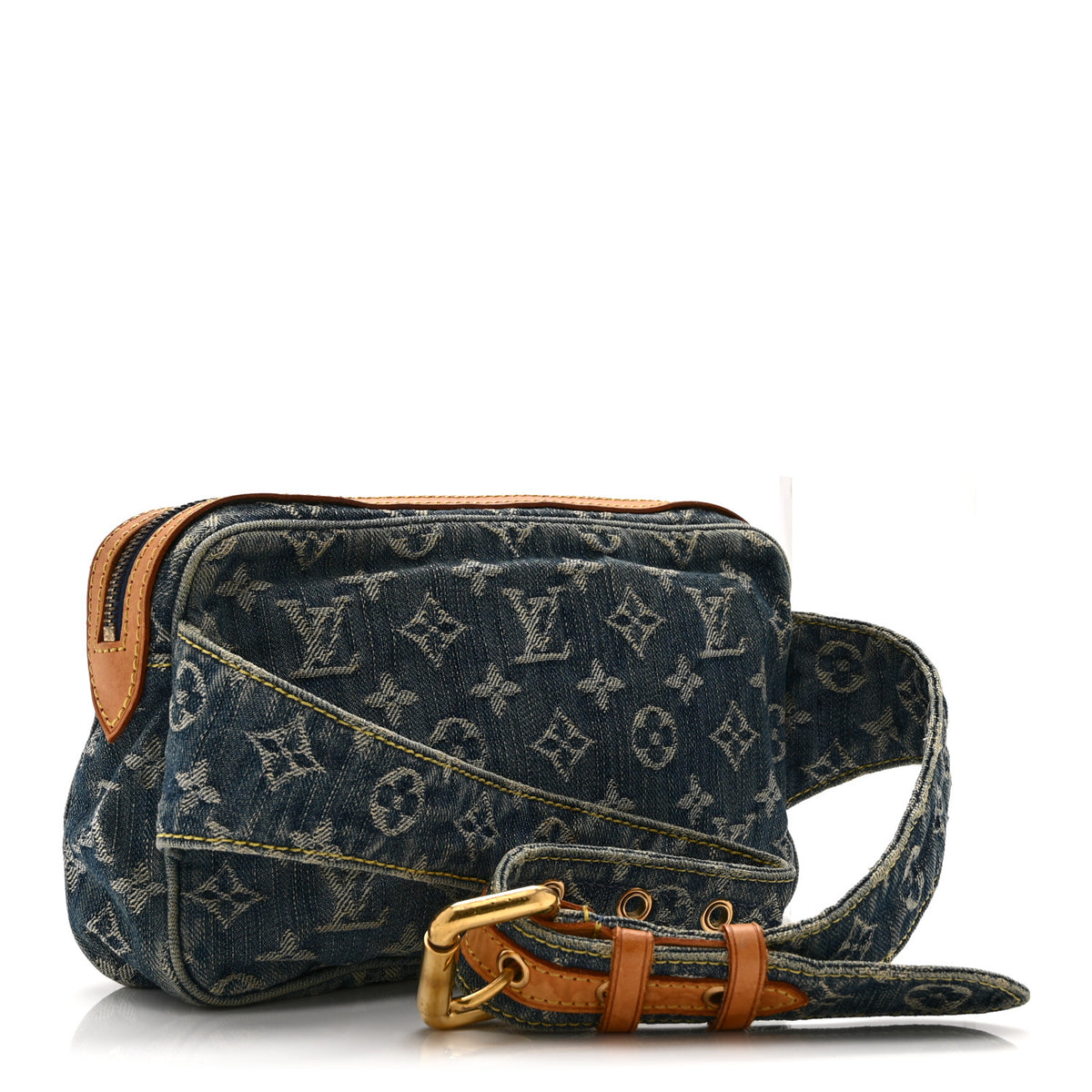 Monogram Denim Bum Bag Blue