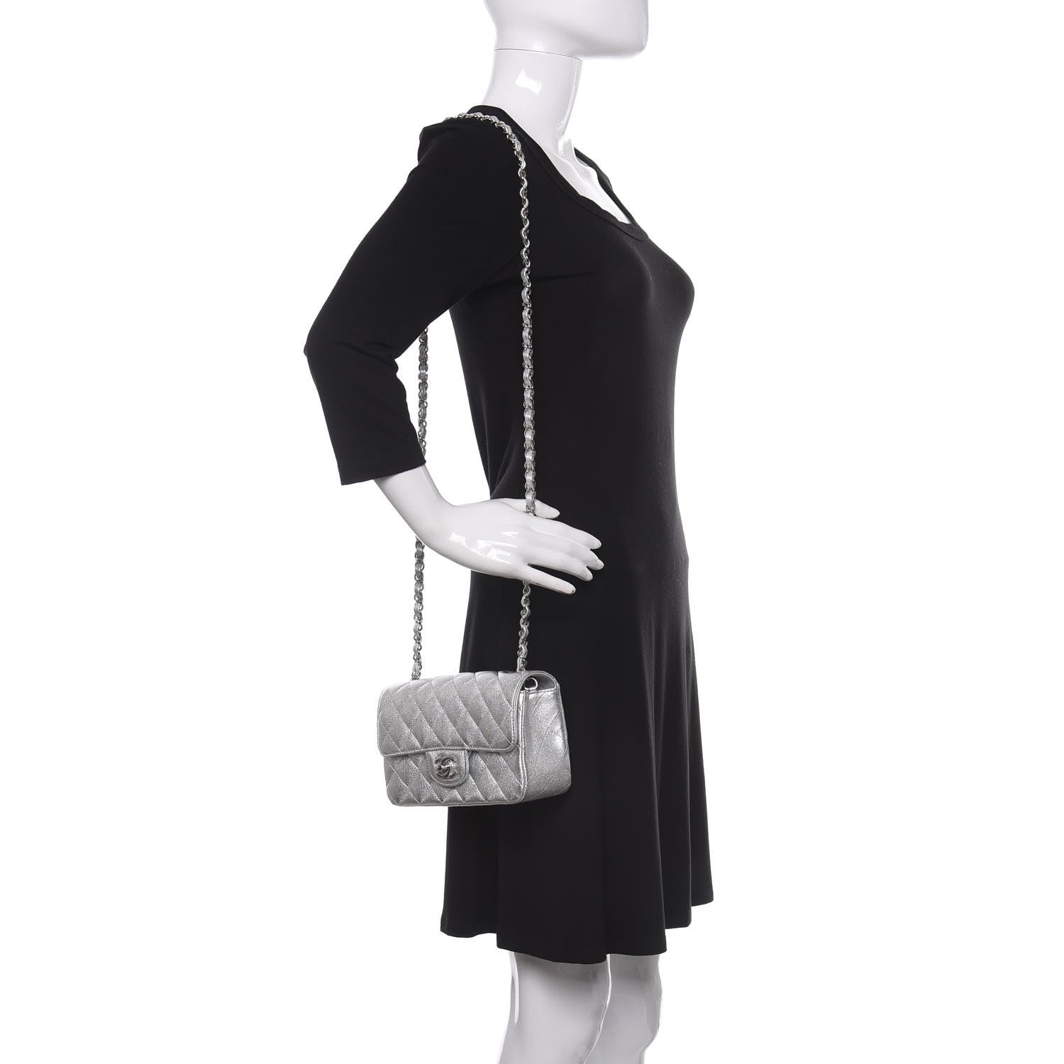 Chanel Metallic Lambskin Quilted Mini Rectangular Flap Silver 2 of 10