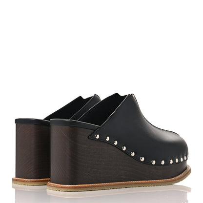 Hermes Calfskin Beechwood Earth Mules 37 Black 4 of 7