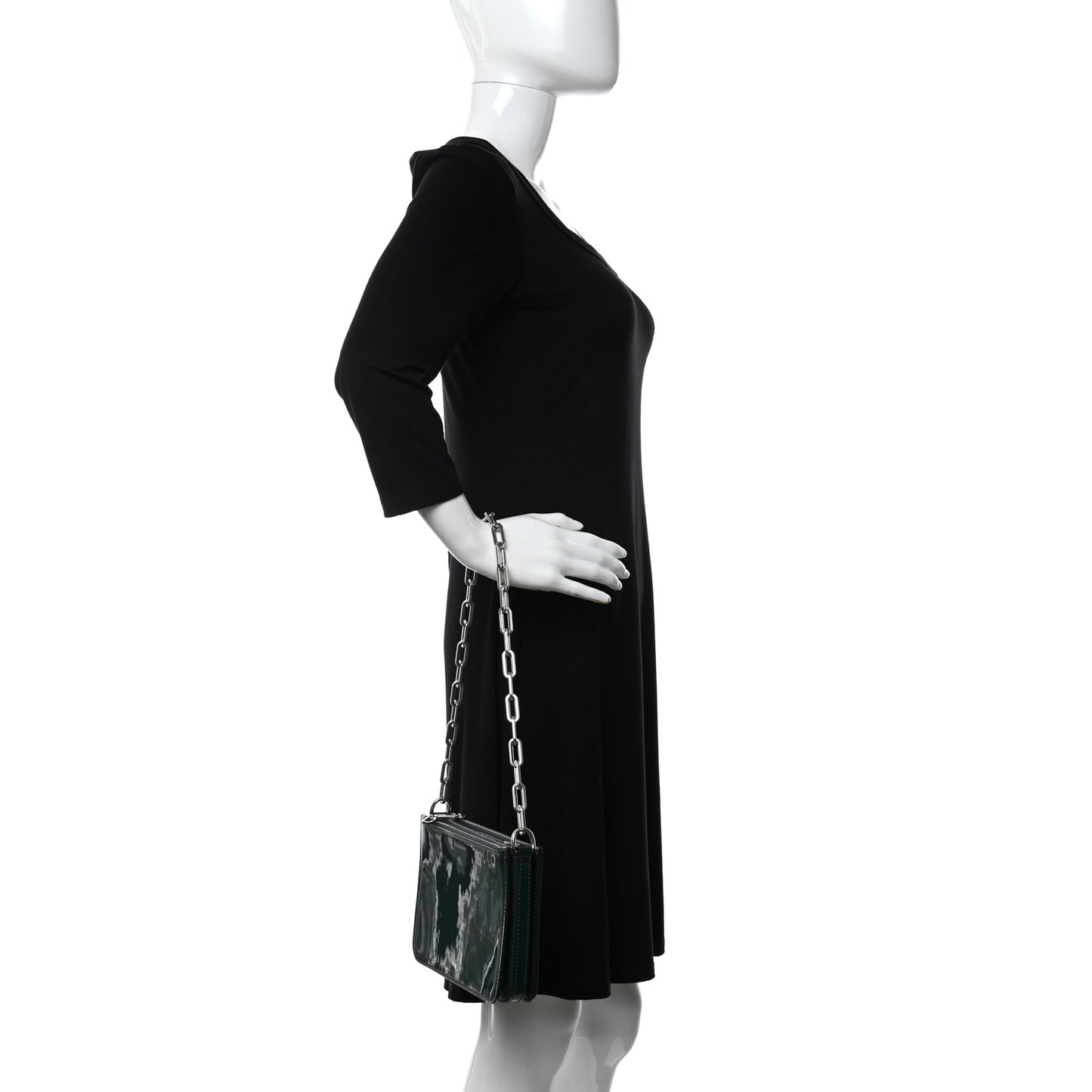 Patent Calfskin Penhurst Chain Triple Zip Shoulder Bag Green