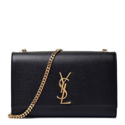 Saint Laurent Grain De Poudre Medium Classic Monogram Kate Satchel Black 1 of 9