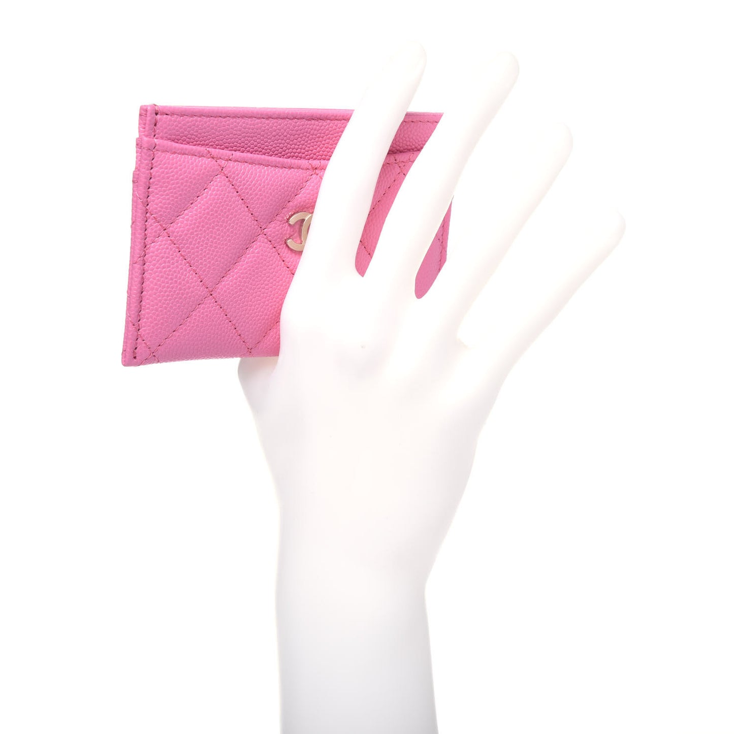 Caviar Quilted Card Holder Pink