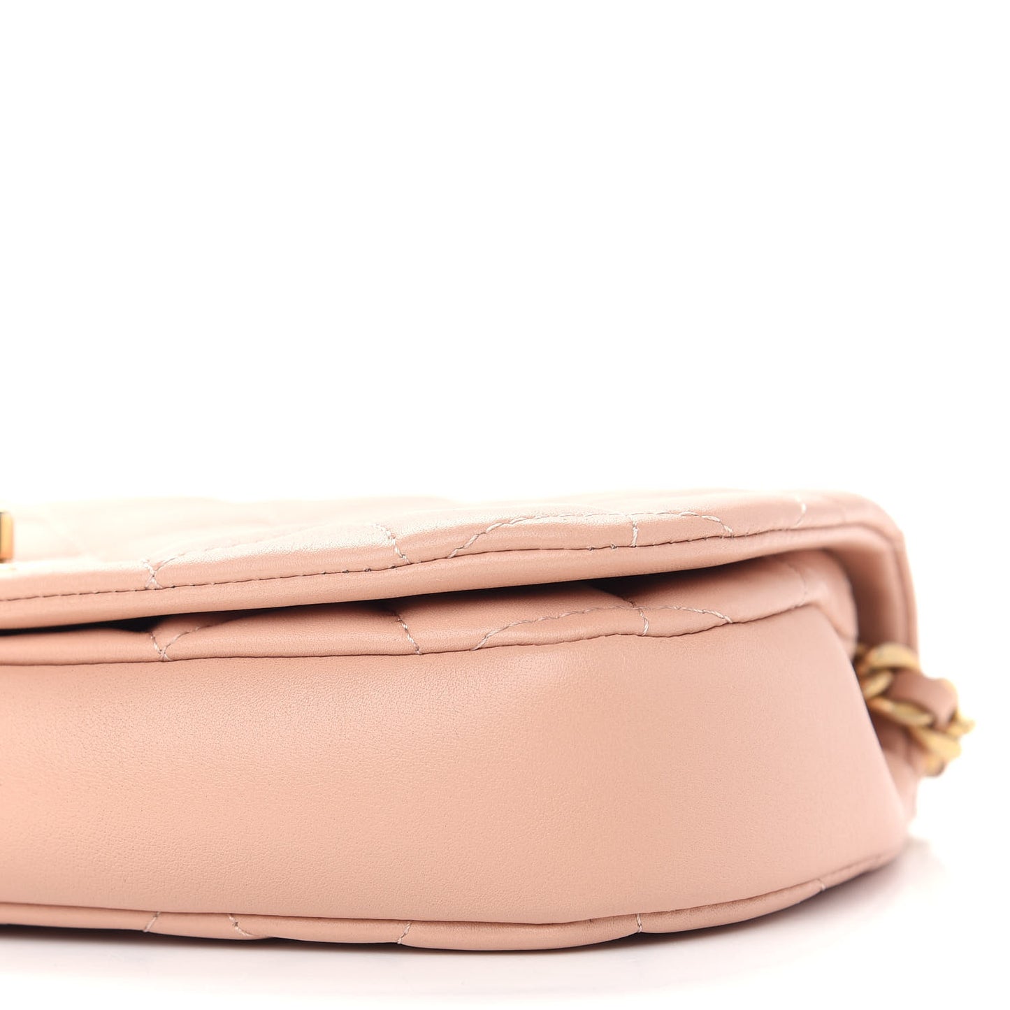 Calfskin Quilted Coco Mail Clutch With Chain Light Pink