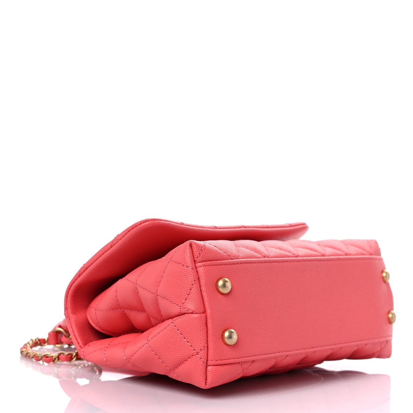 Caviar Quilted Mini Coco Handle Flap Coral