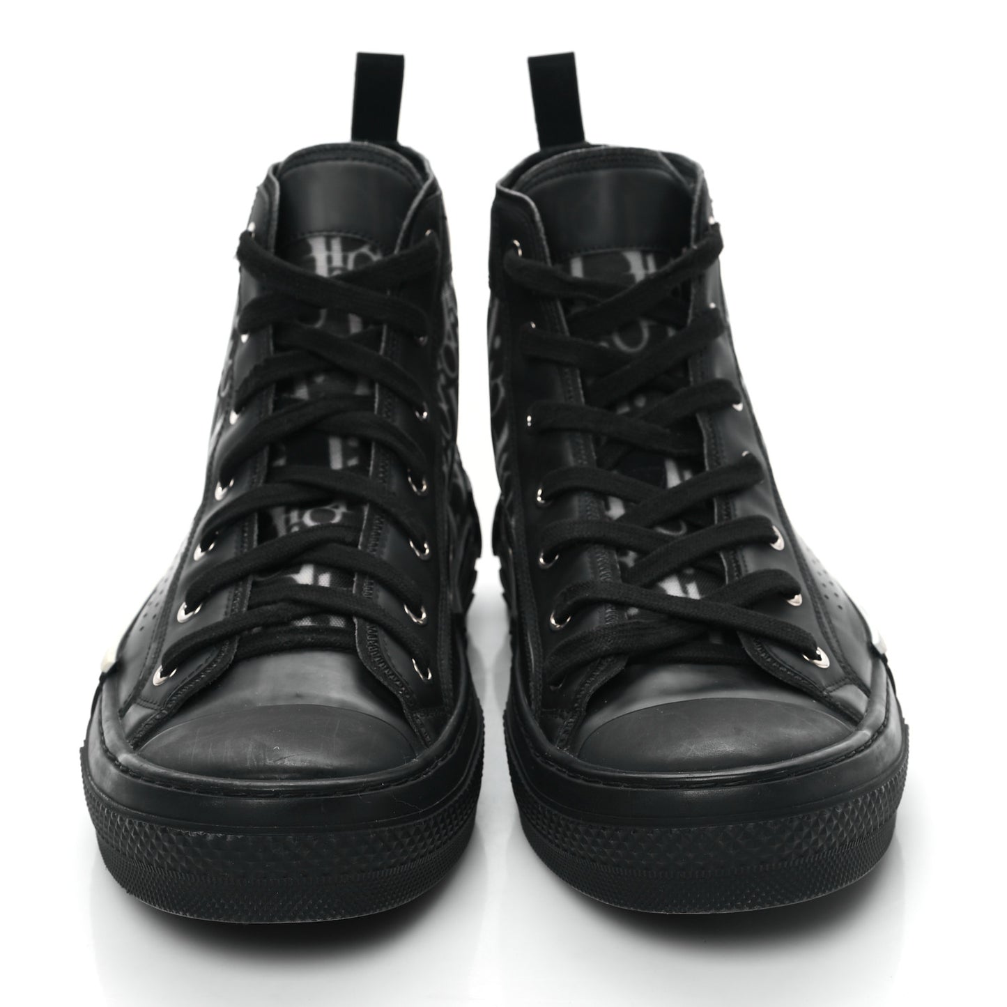 Technical Canvas Oblique Mens B23 High Top Sneakers 42 Black White
