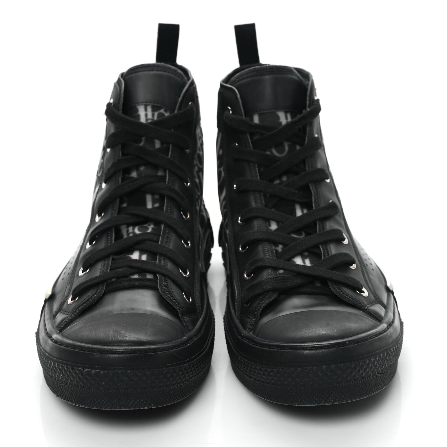 Christian Dior Technical Canvas Oblique Mens B23 High Top Sneakers 42 Black White 2 of 7